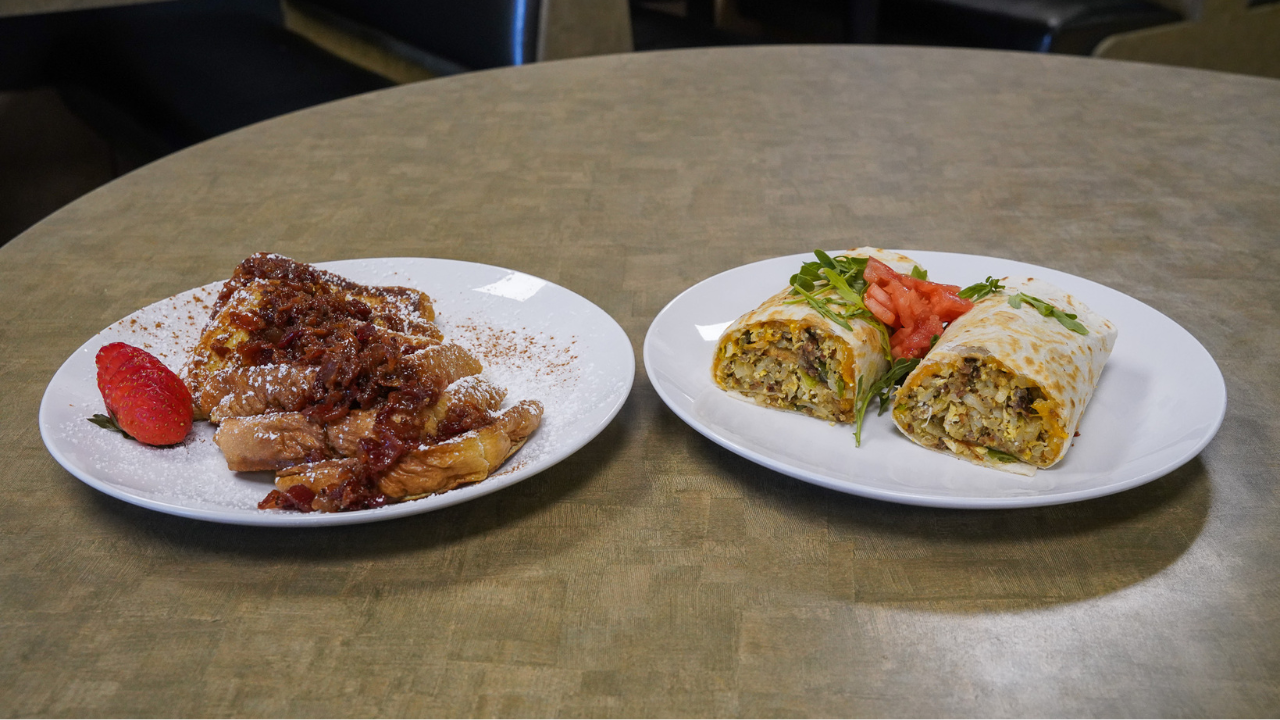 French Toast and Breakfast Burrito